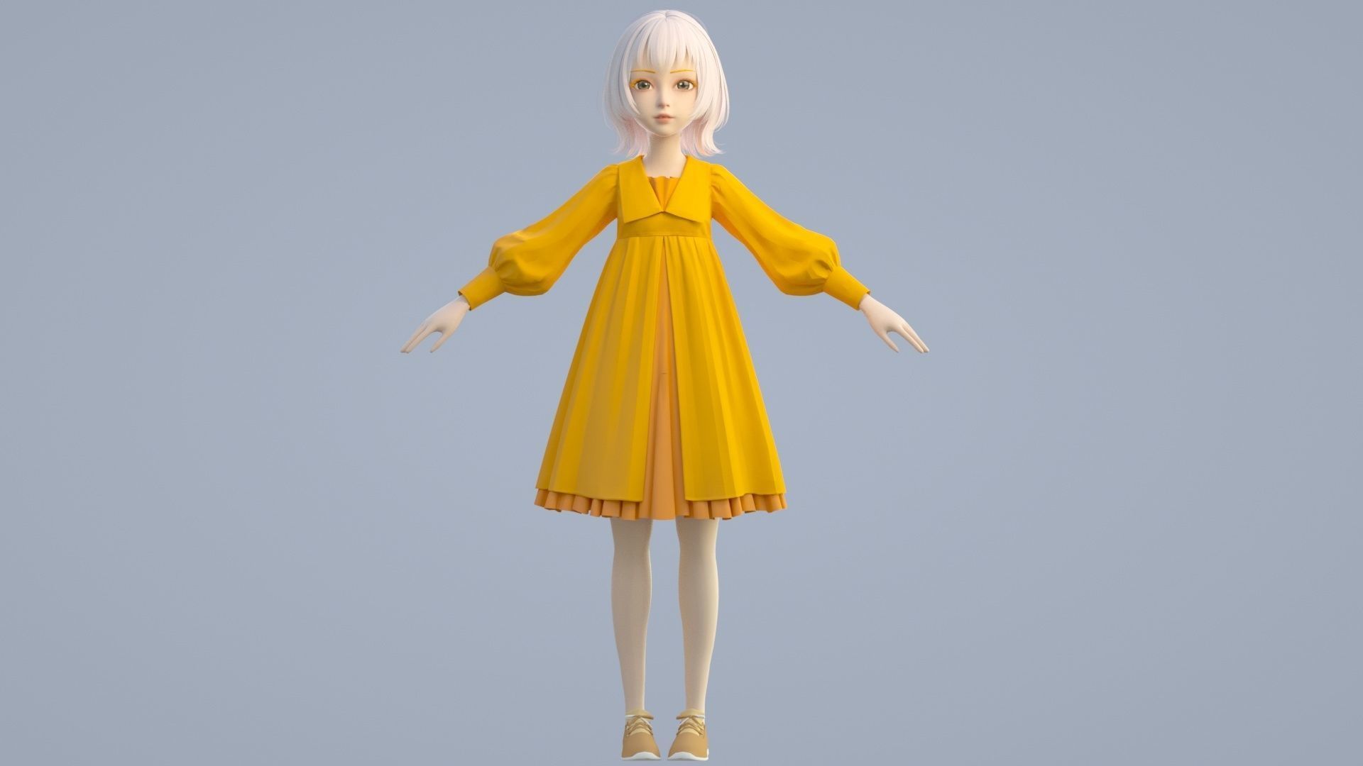 cartoon girl 3D model_7