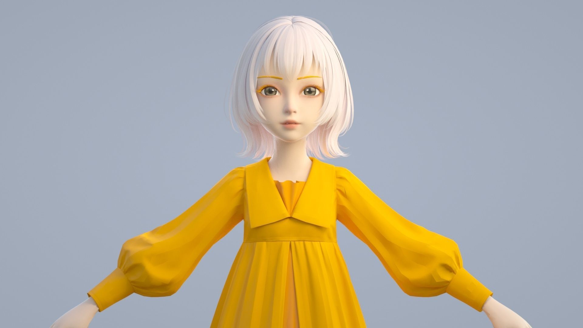 cartoon girl 3D model_4