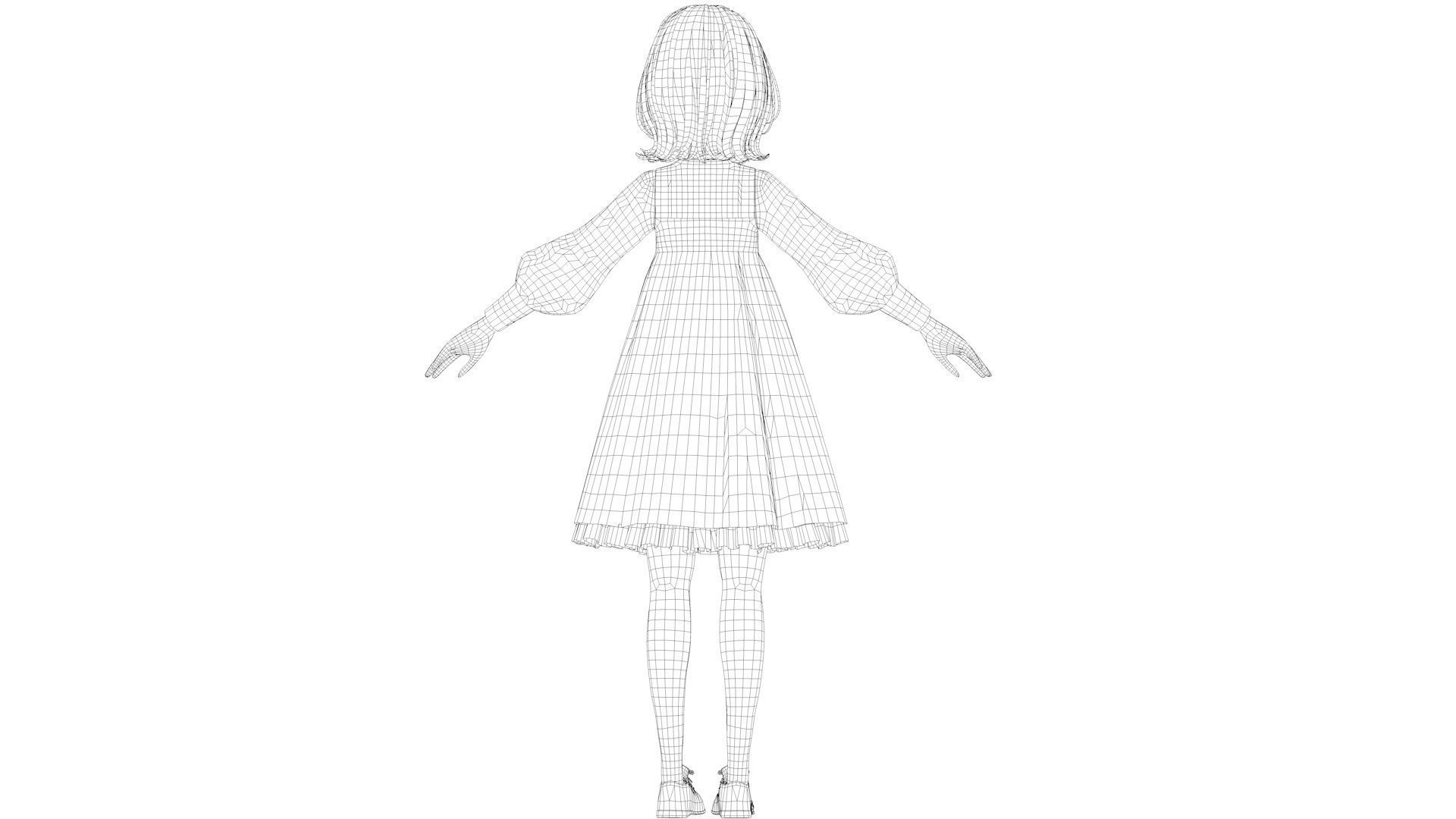 cartoon girl 3D model_12