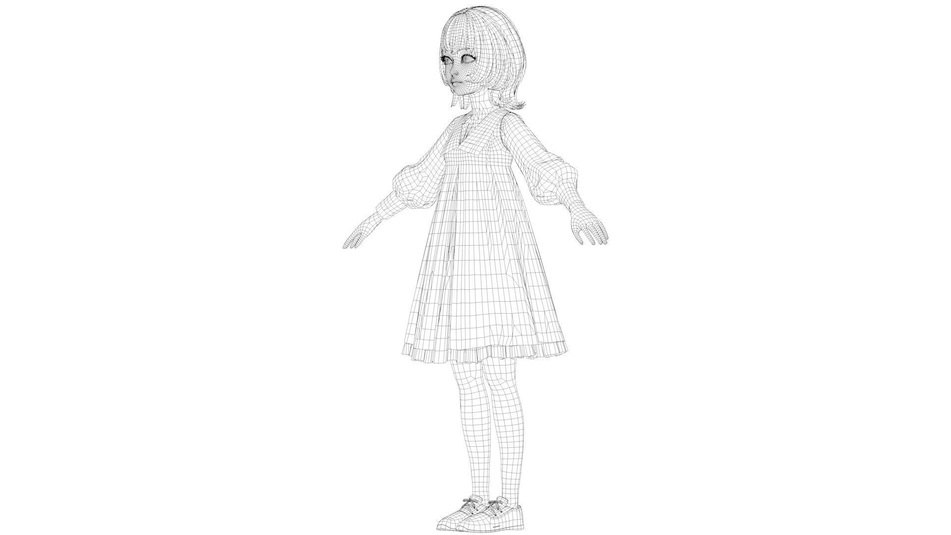 cartoon girl 3D model_11