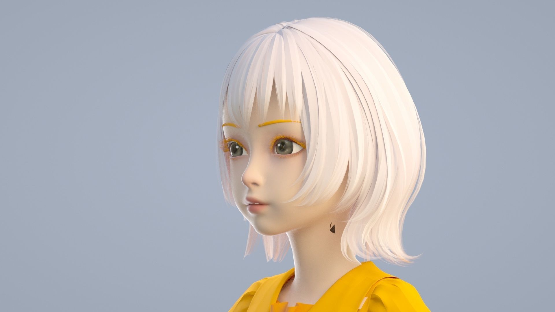 cartoon girl 3D model_2