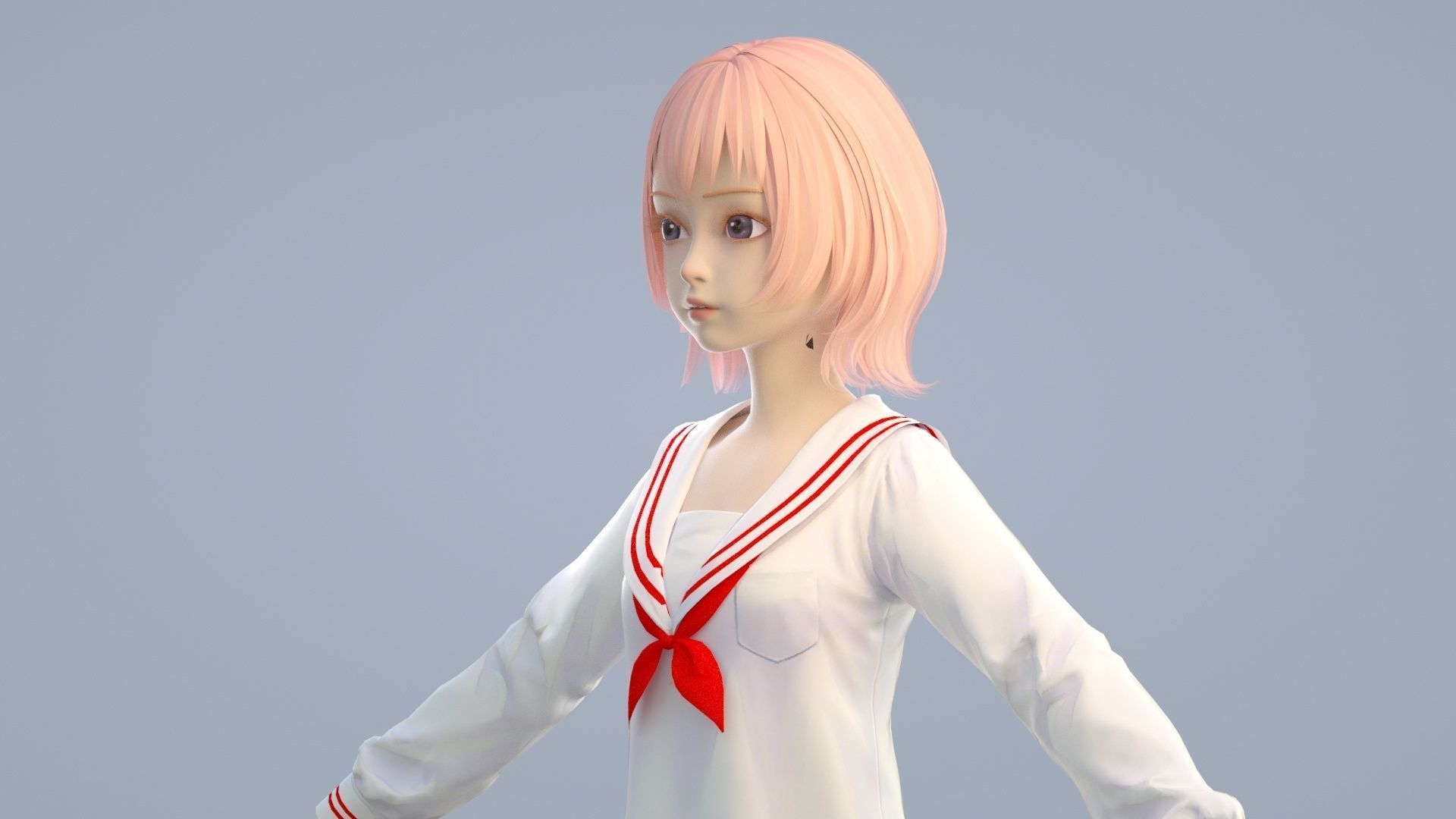 cartoon girl 3D model_6