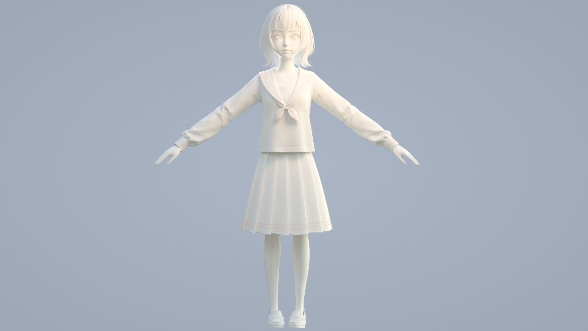 cartoon girl 3D model_11
