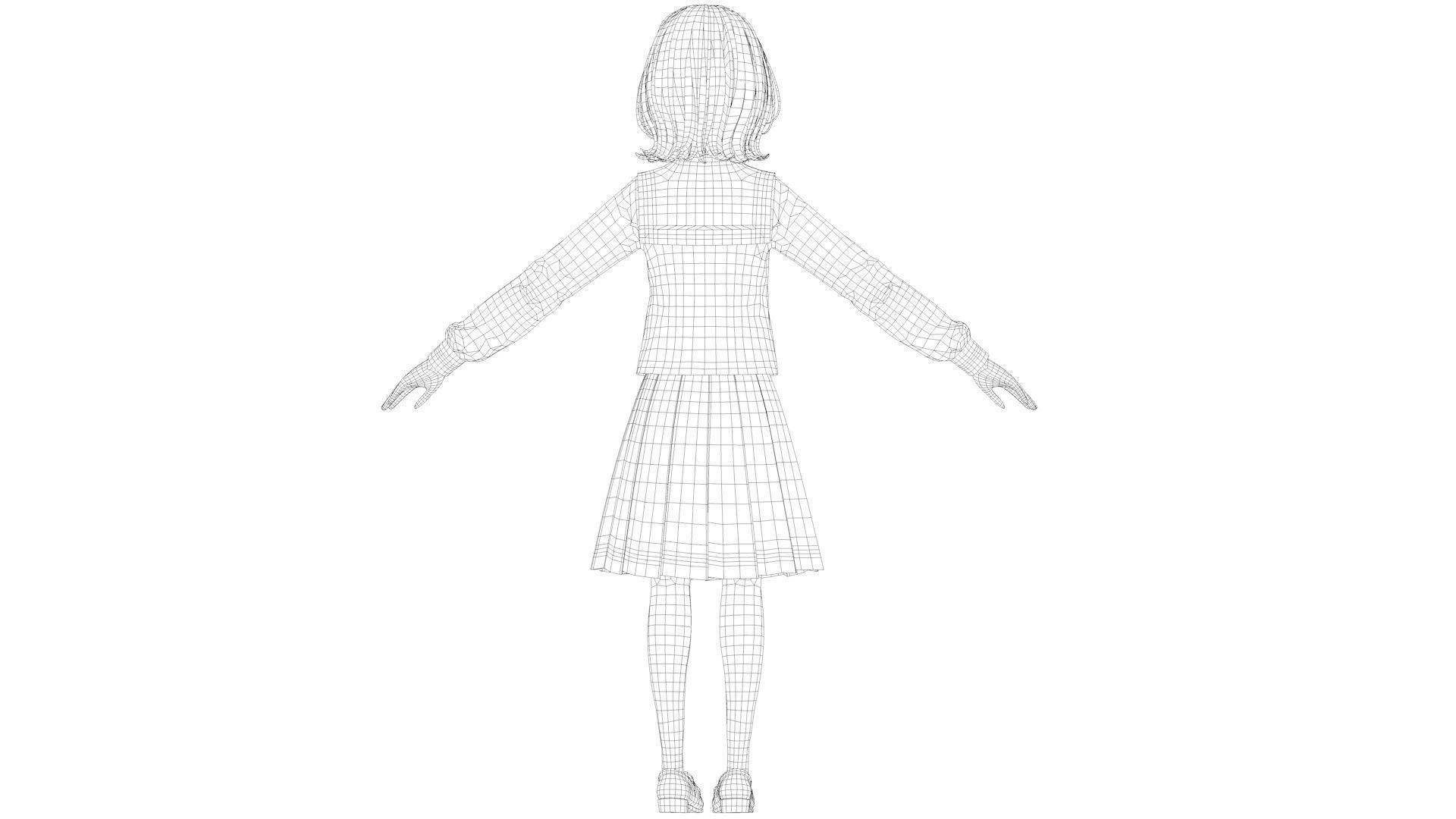 cartoon girl 3D model_16