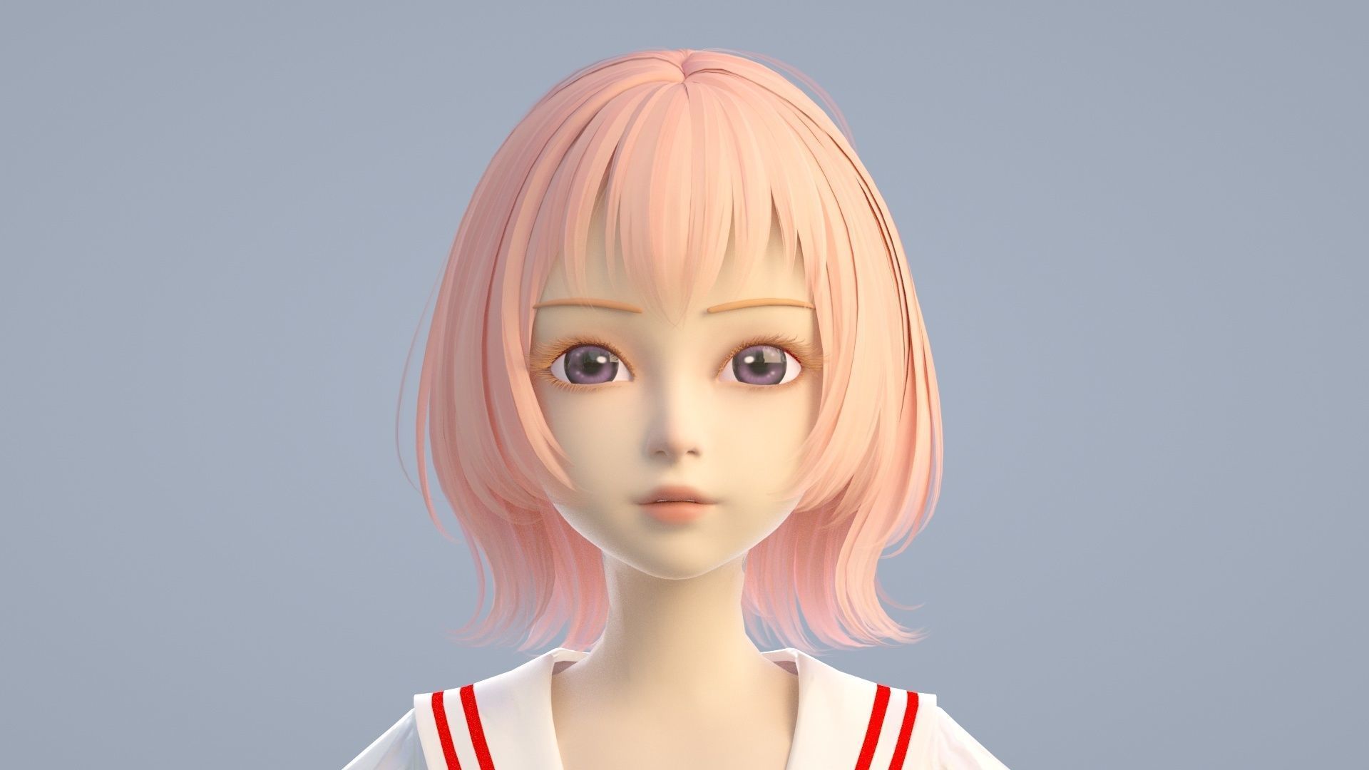 cartoon girl 3D model_1