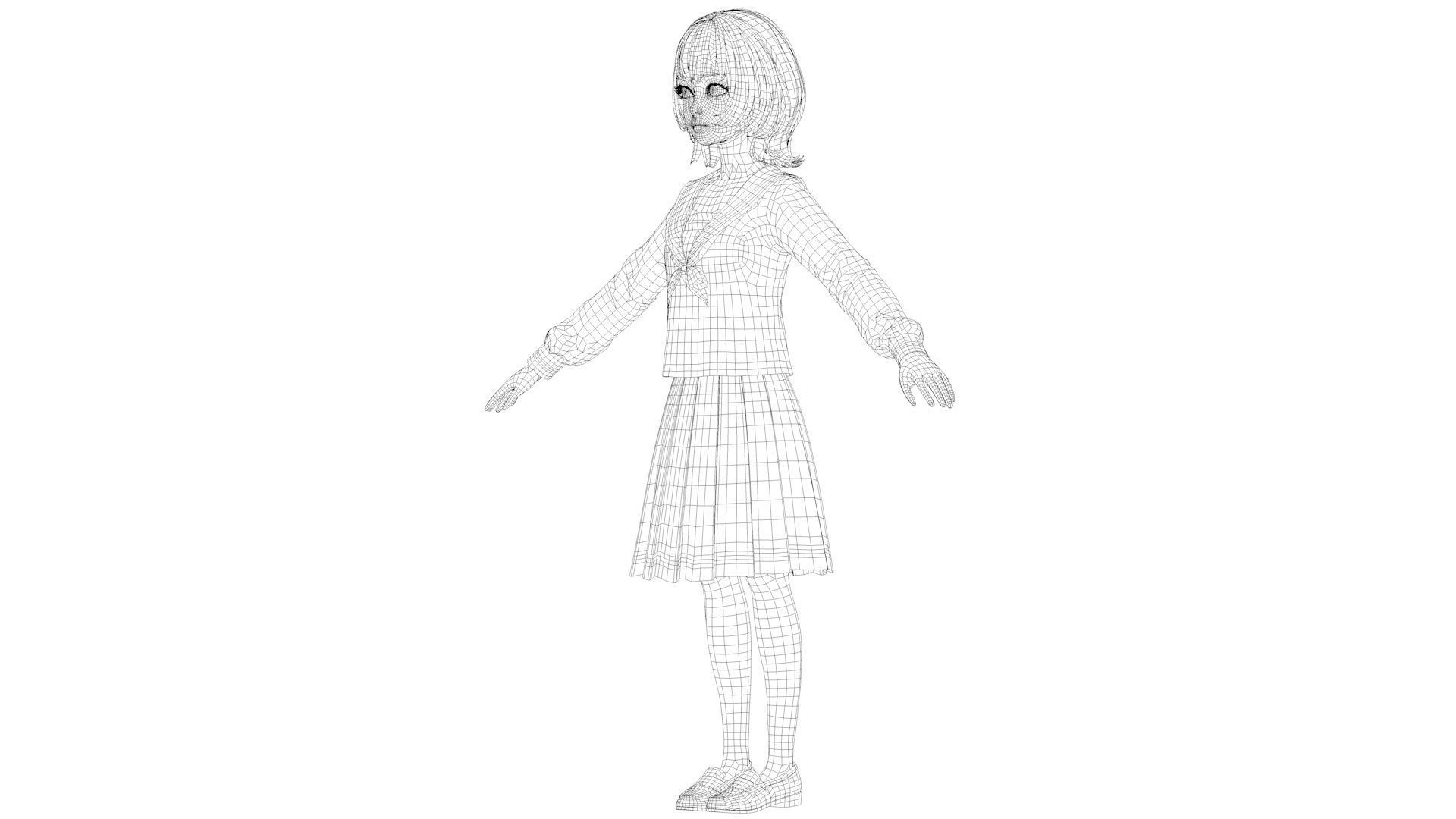 cartoon girl 3D model_15