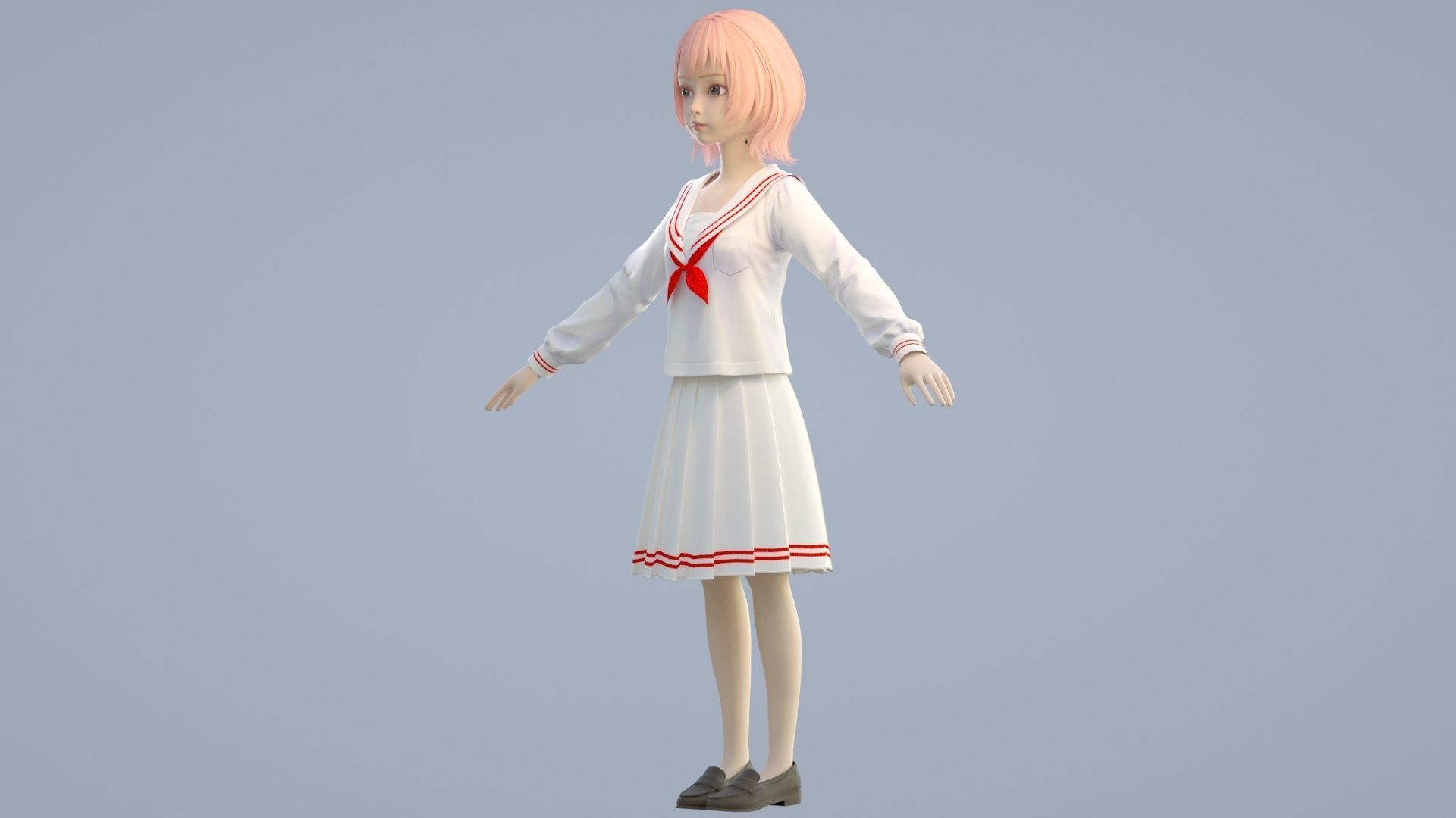 cartoon girl 3D model_9