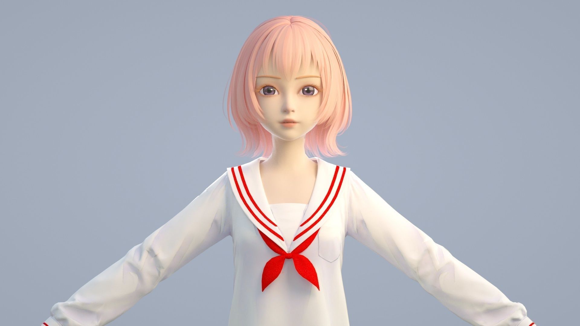 cartoon girl 3D model_5