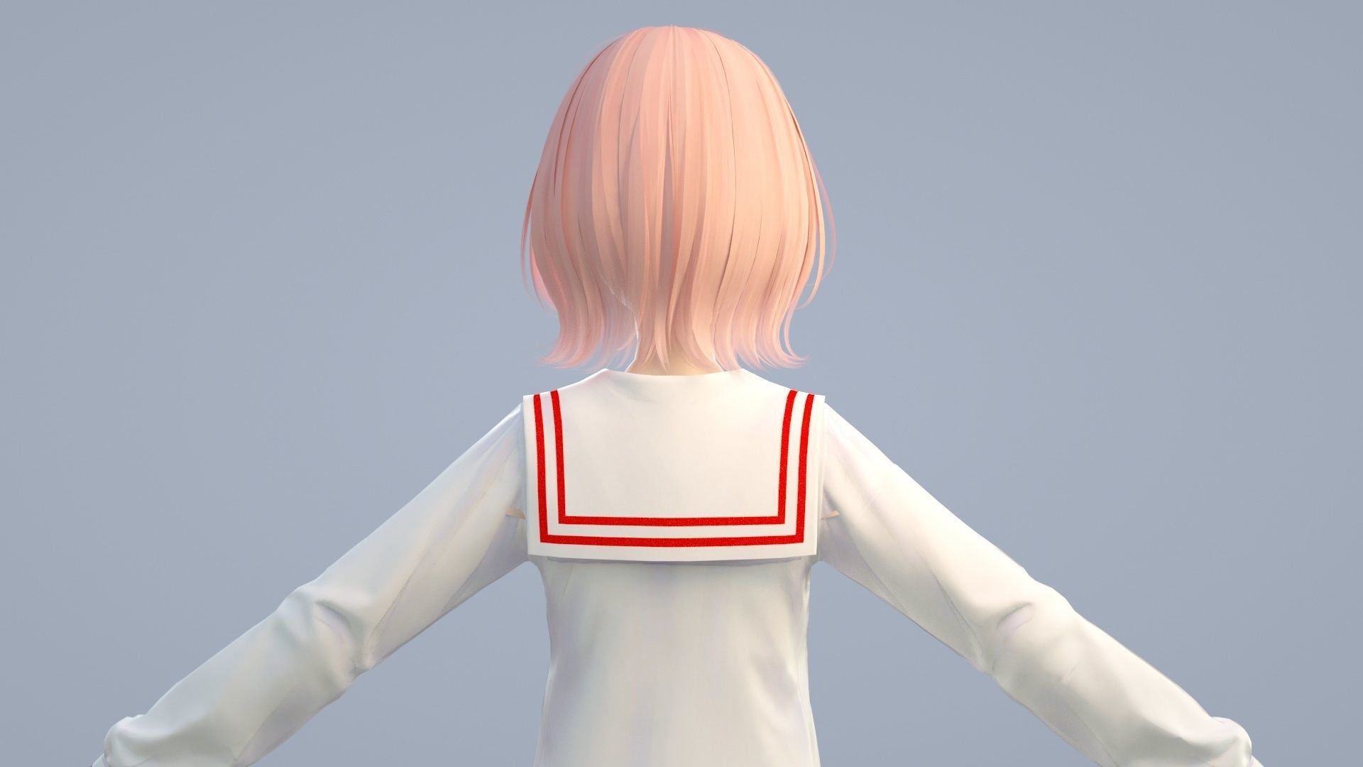 cartoon girl 3D model_7