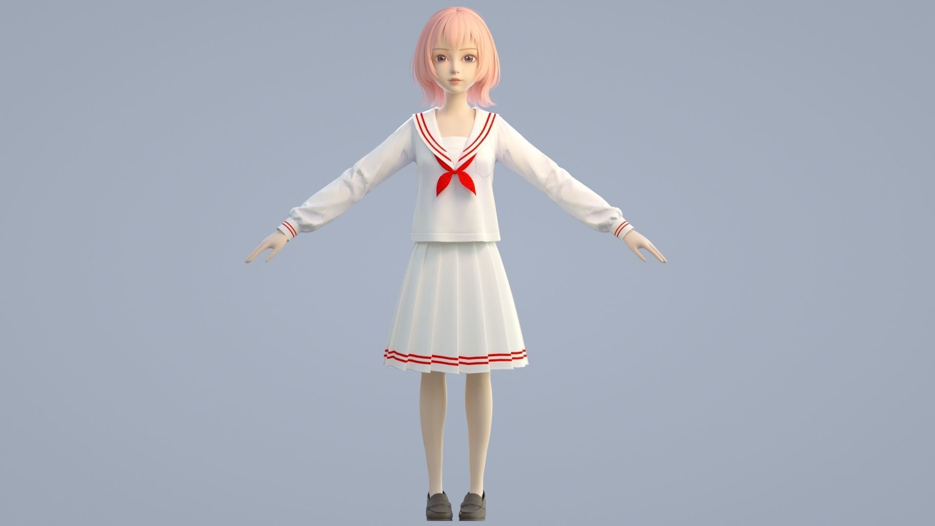 cartoon girl 3D model_8