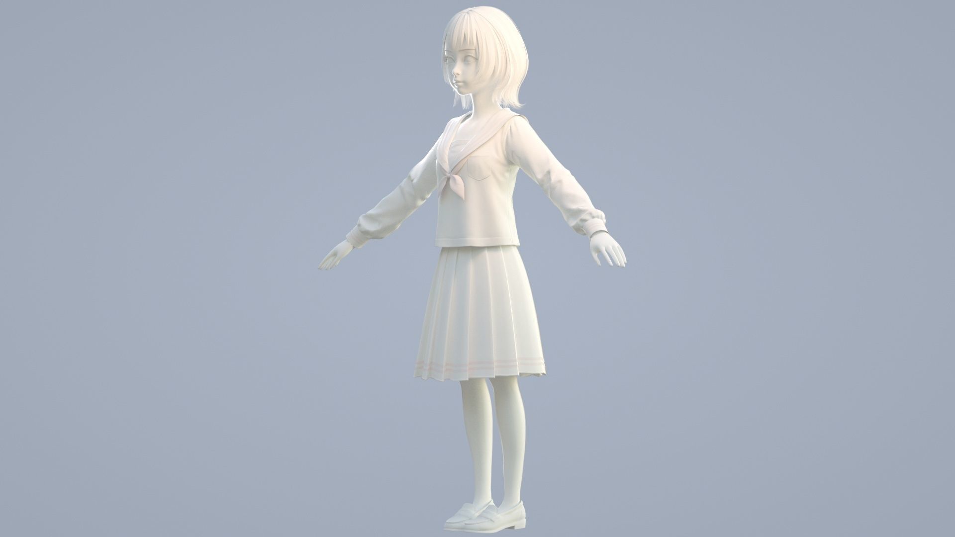 cartoon girl 3D model_12