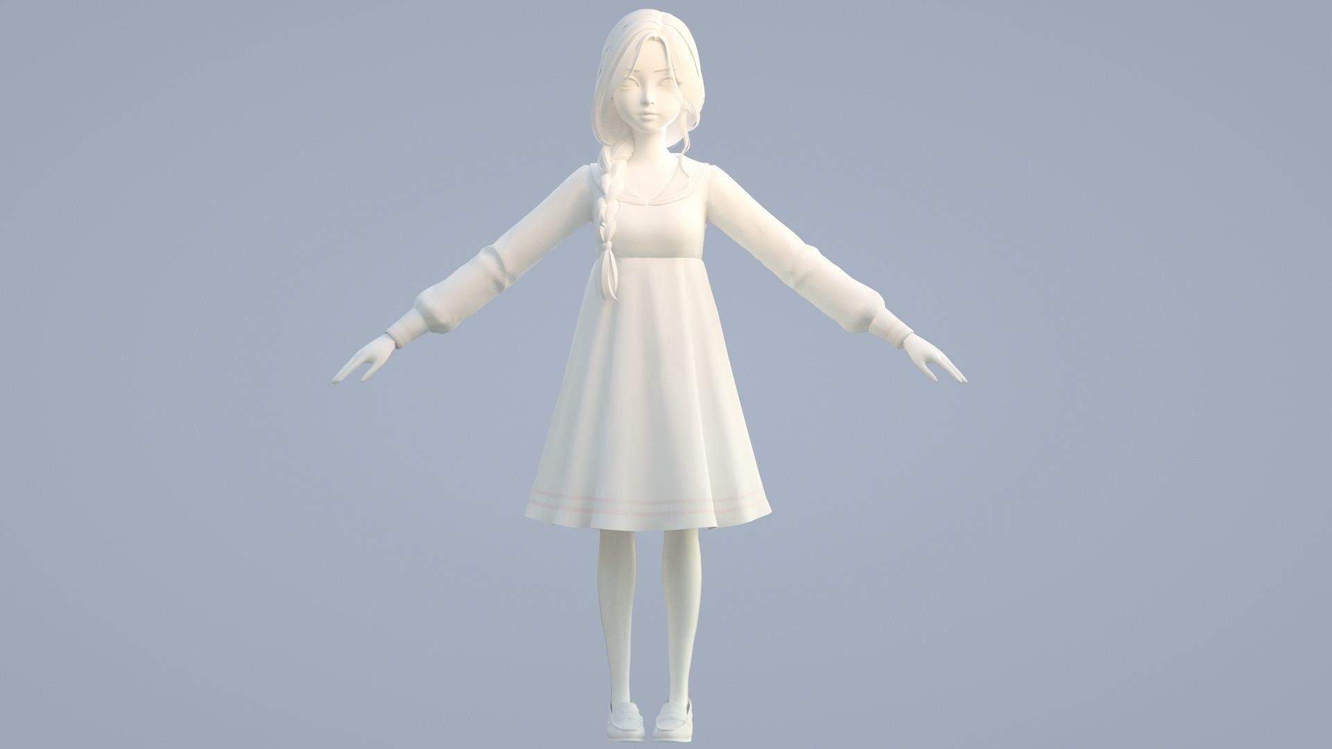 cartoon girl 3D model_23