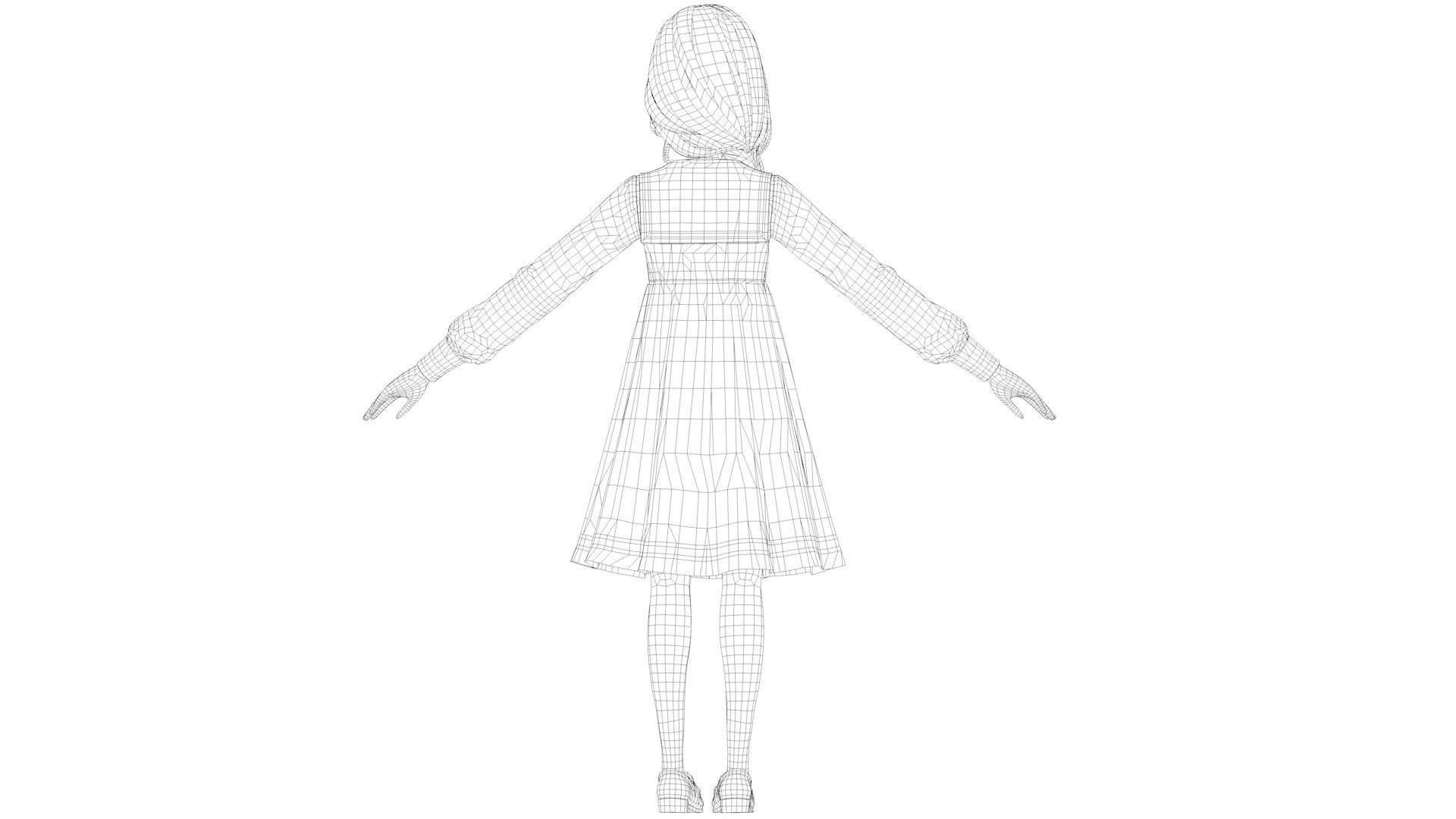 cartoon girl 3D model_34