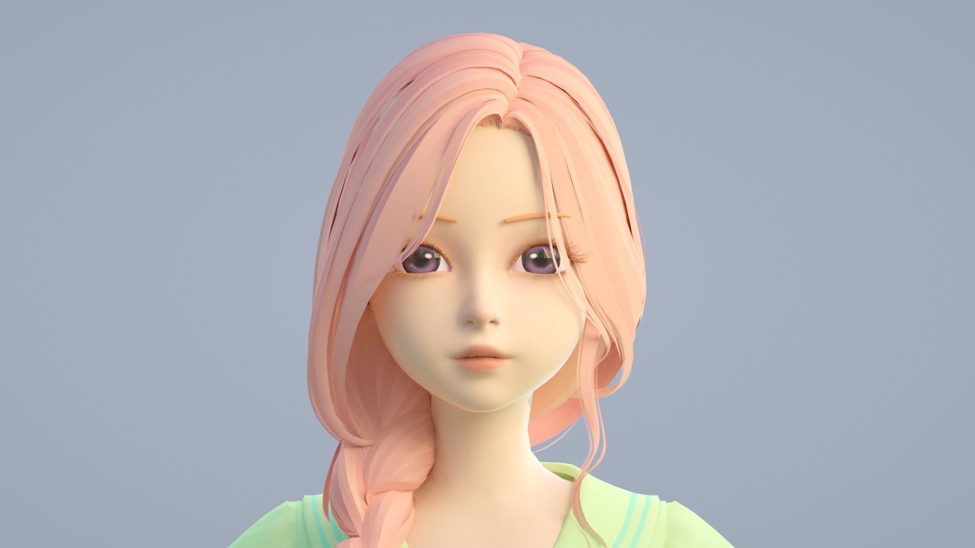 cartoon girl 3D model_1