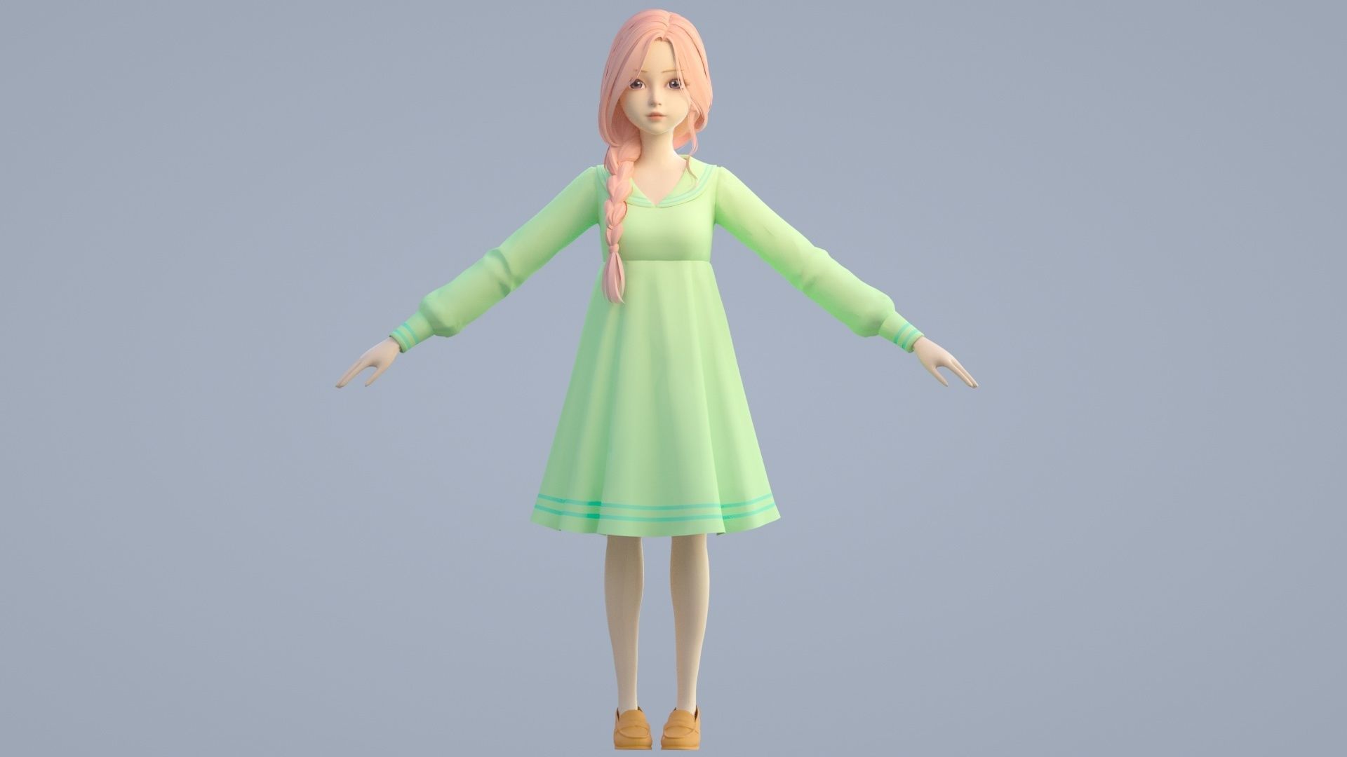 cartoon girl 3D model_18