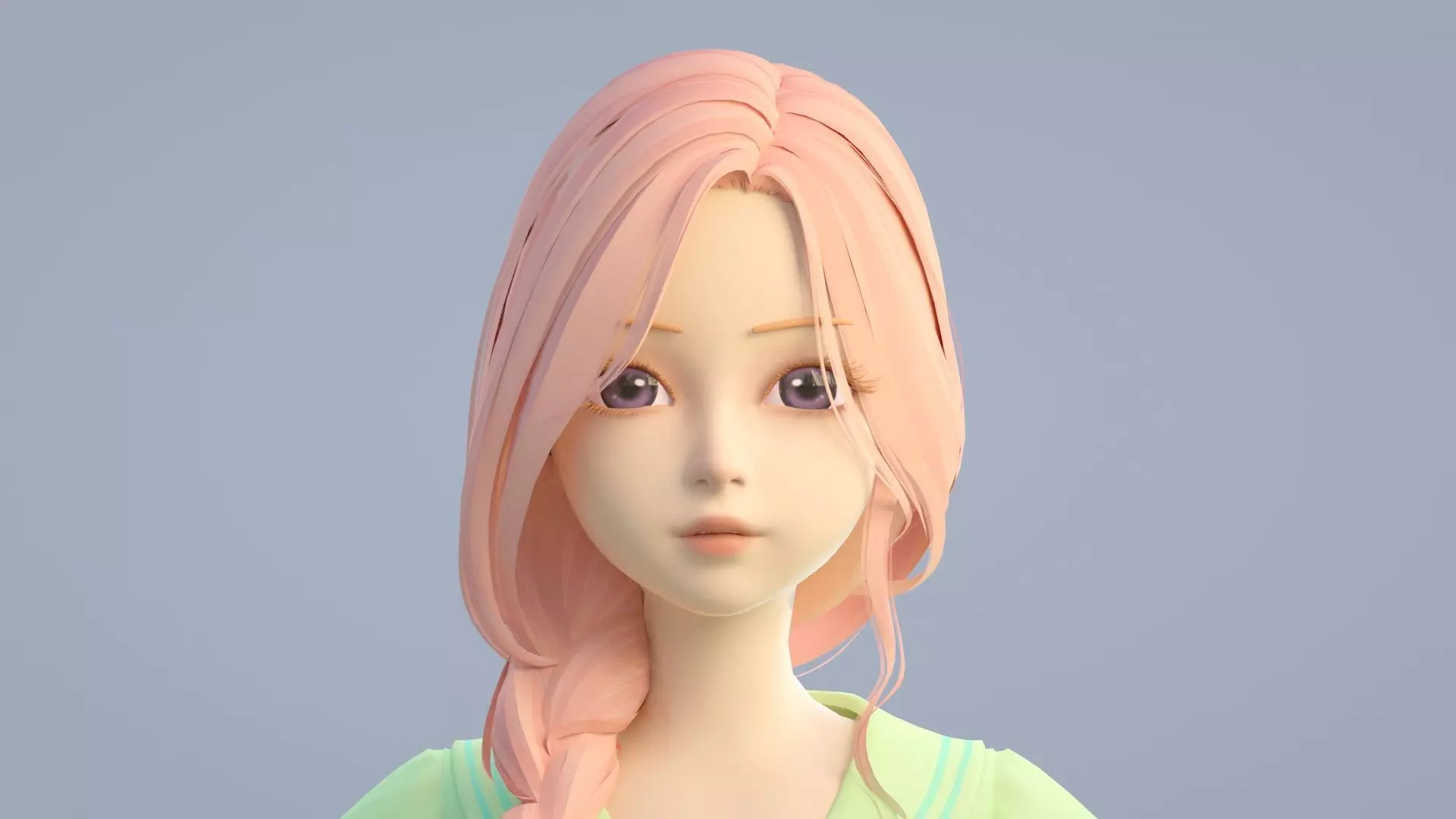 cartoon girl 3D model_0