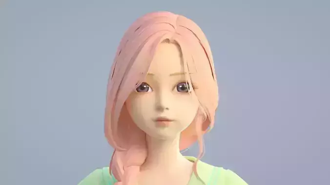 cartoon girl 3D model