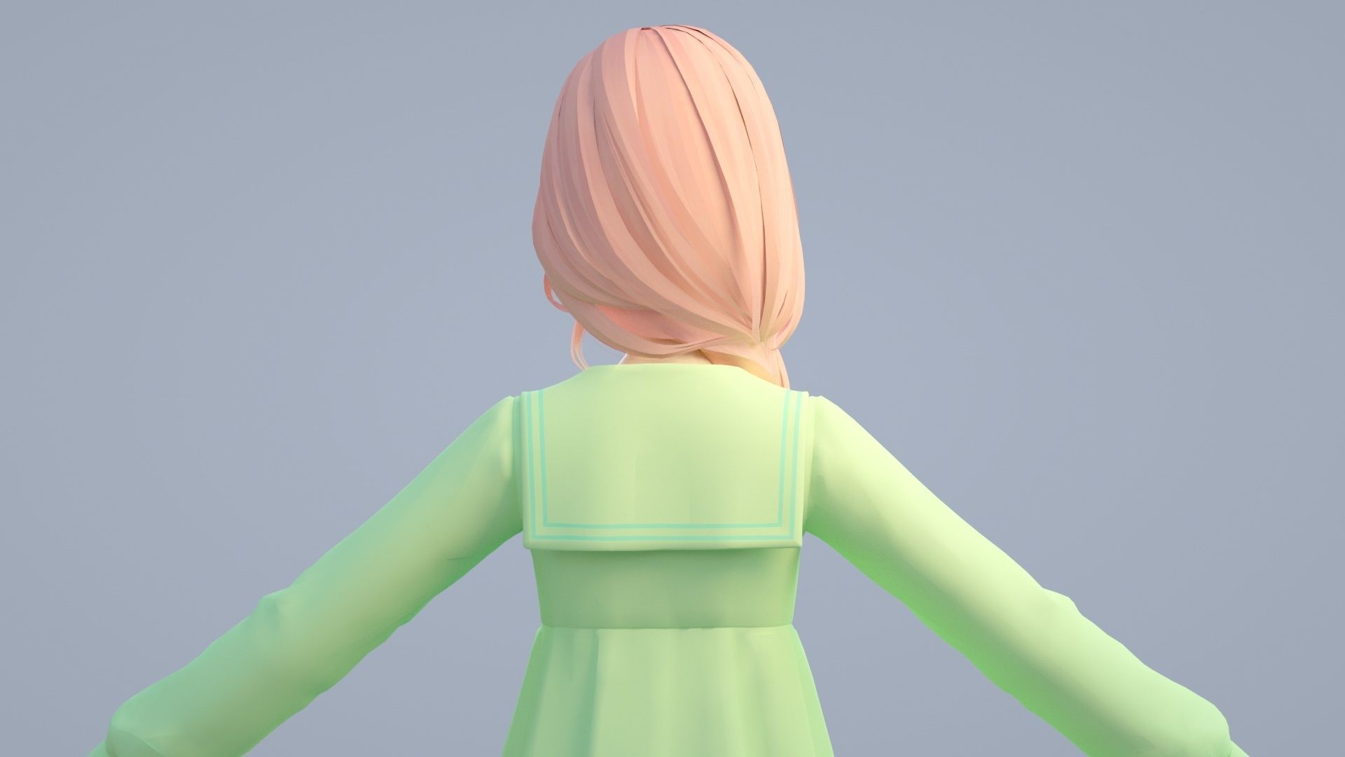 cartoon girl 3D model_15