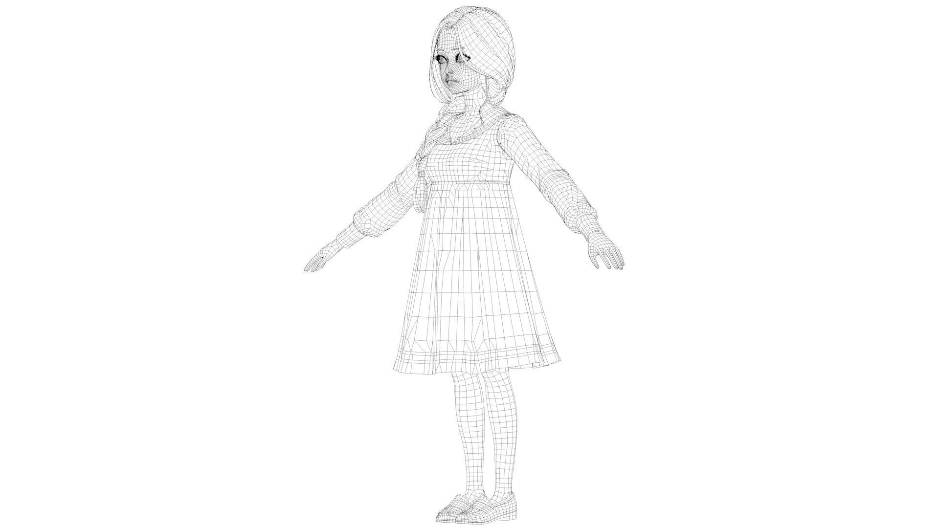 cartoon girl 3D model_31