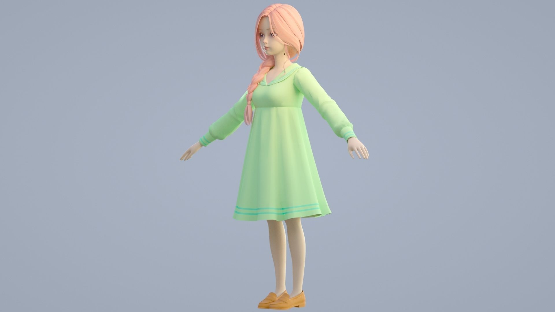 cartoon girl 3D model_20