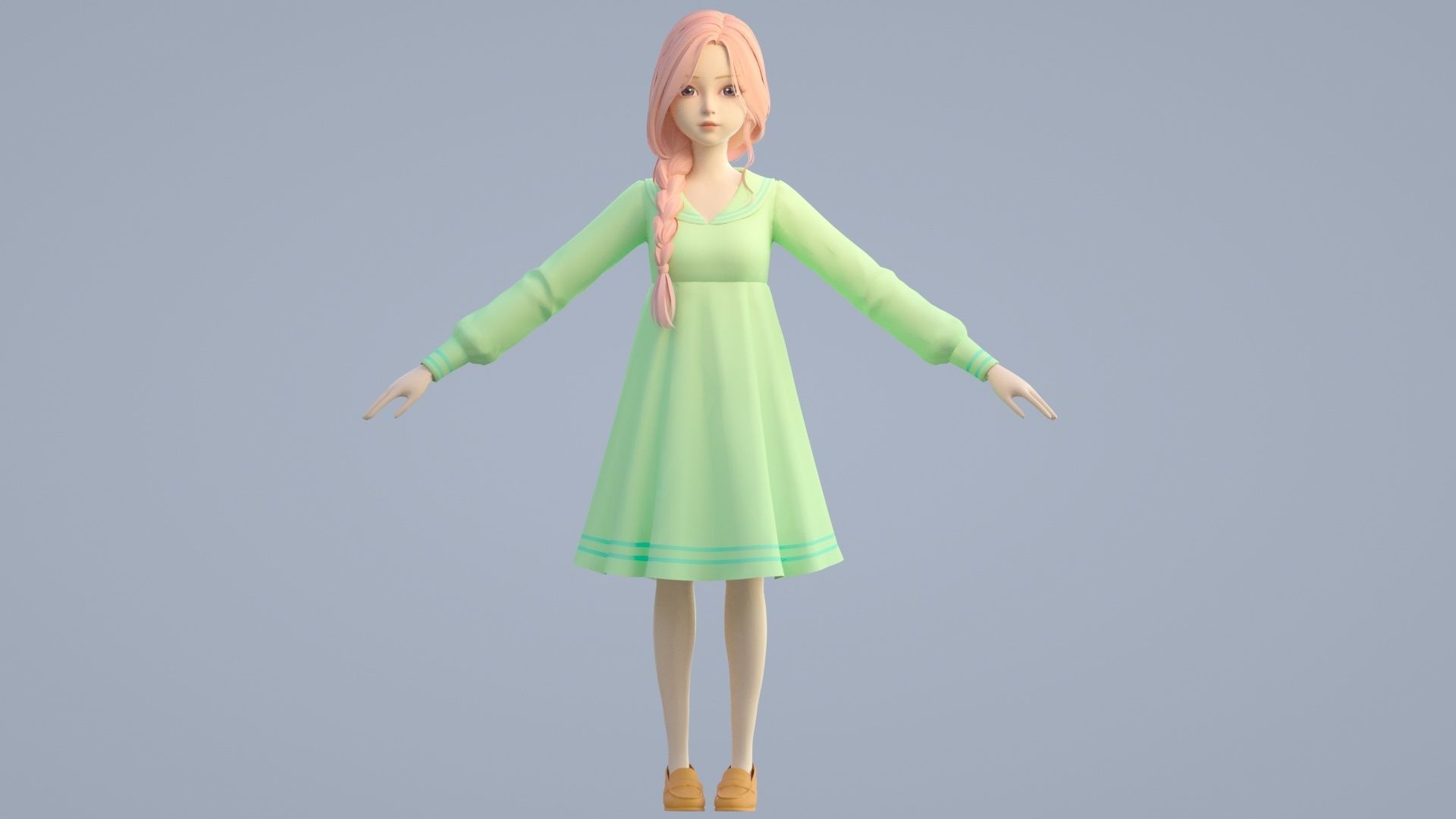 cartoon girl 3D model_17