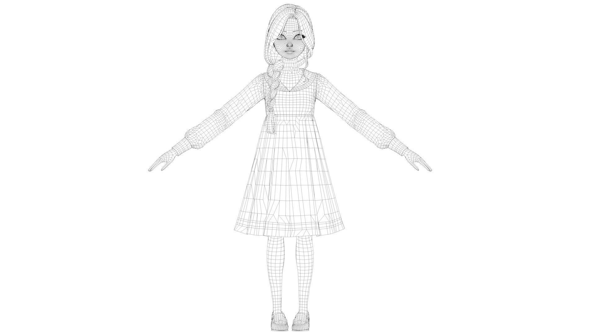 cartoon girl 3D model_29