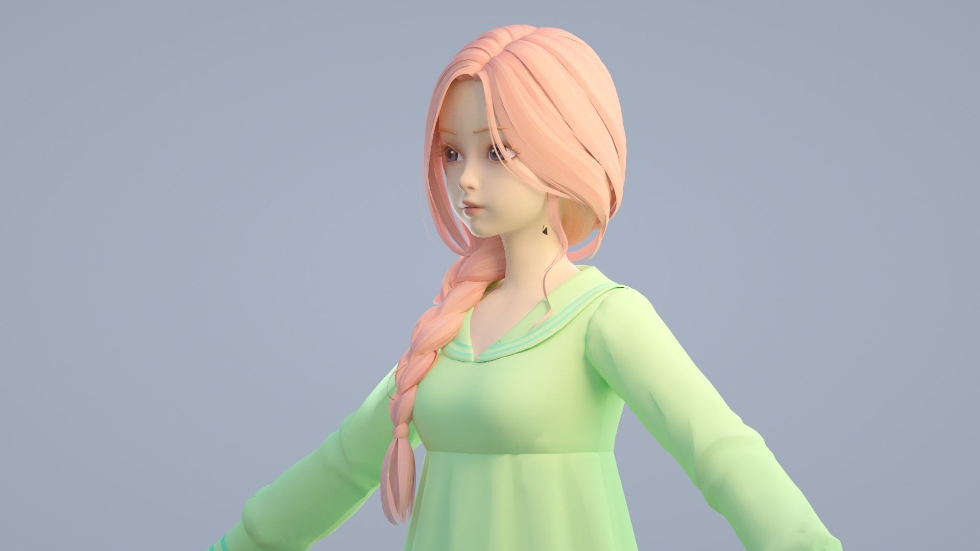cartoon girl 3D model_14