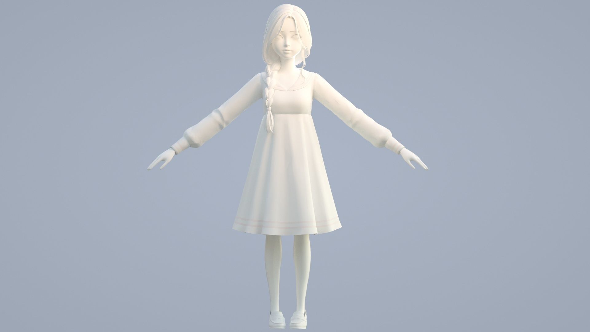 cartoon girl 3D model_24