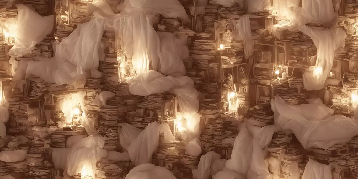 Endless library 360 VR sky background floating pillows Low-poly 3D model