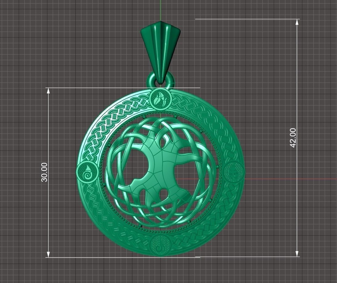 Pendant tree of life with the elements 3D print model_7