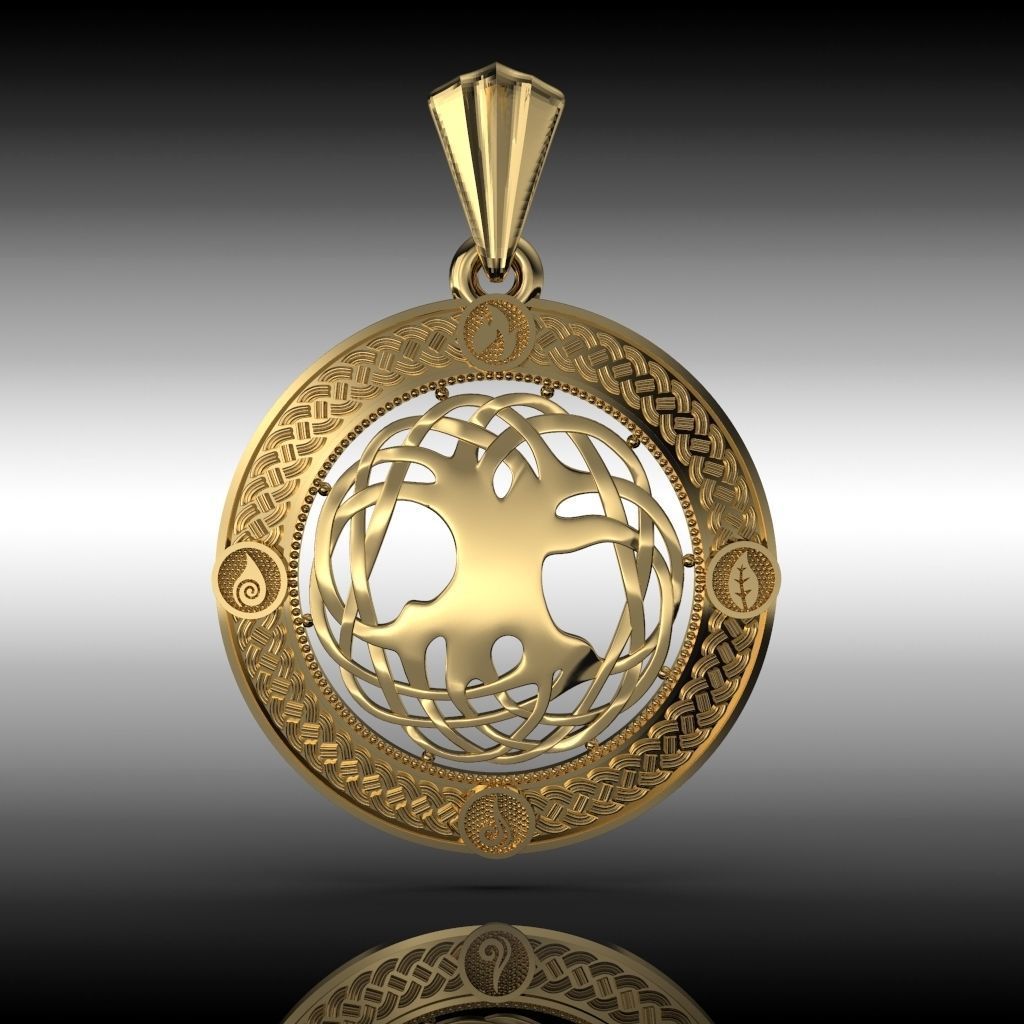 Pendant tree of life with the elements 3D print model_1