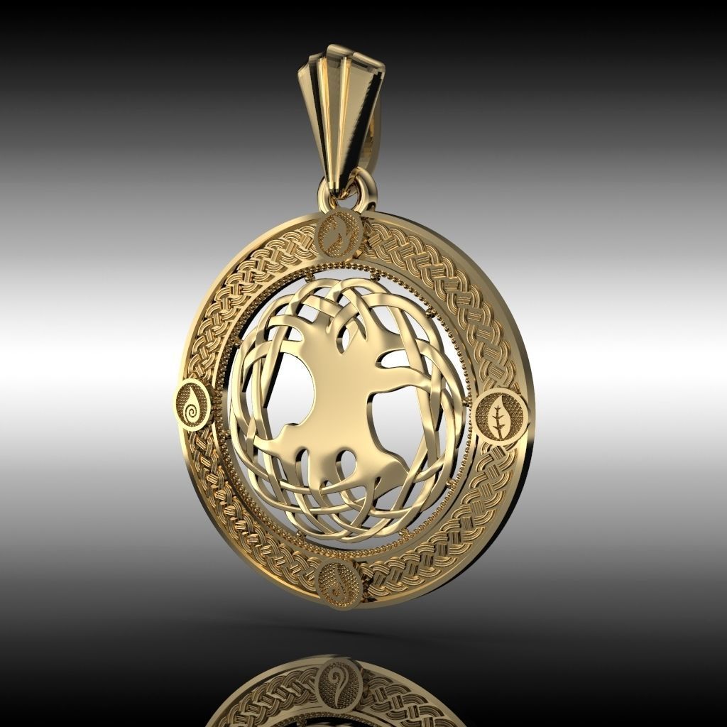 Pendant tree of life with the elements 3D print model_3
