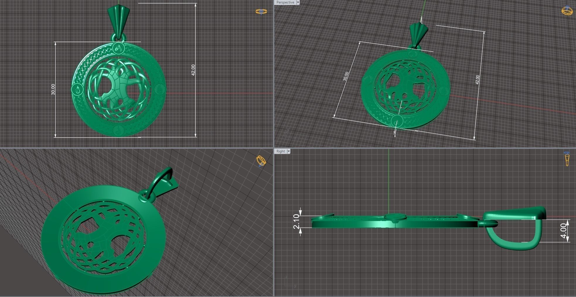Pendant tree of life with the elements 3D print model_6