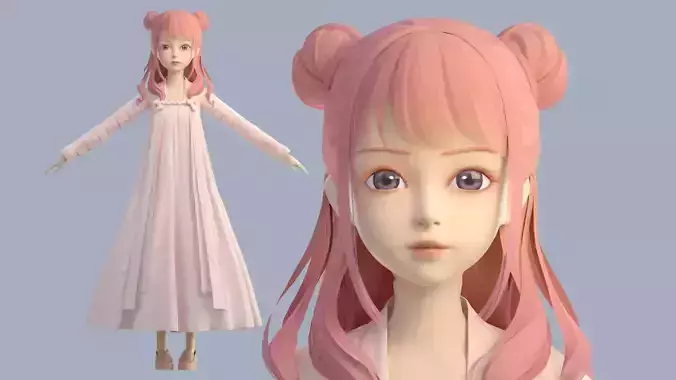 Cartoon girl in Hanfu