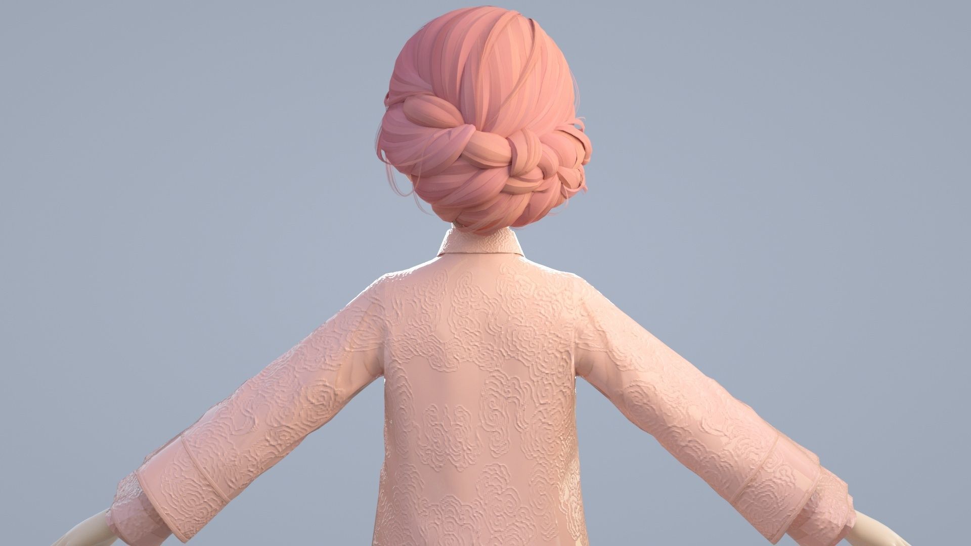 cartoon girl in Tang suit 3D model_6