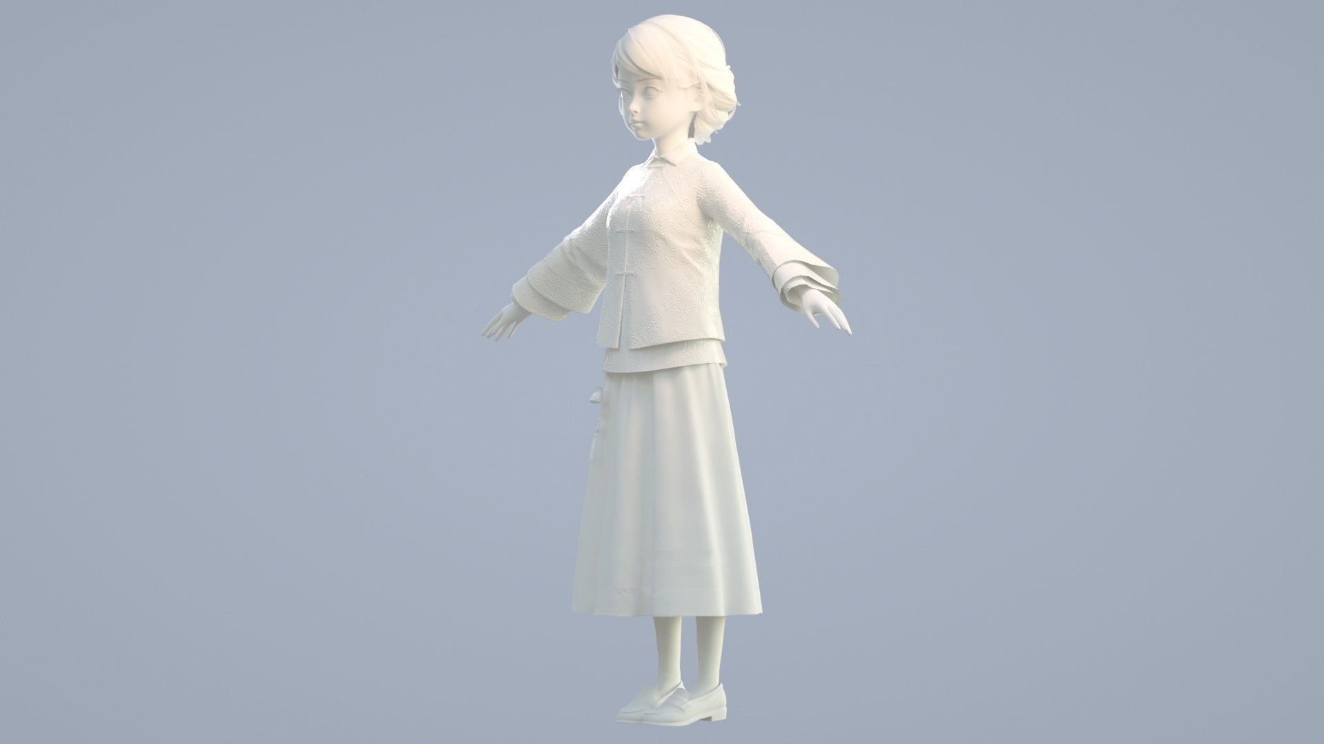 cartoon girl in Tang suit 3D model_11