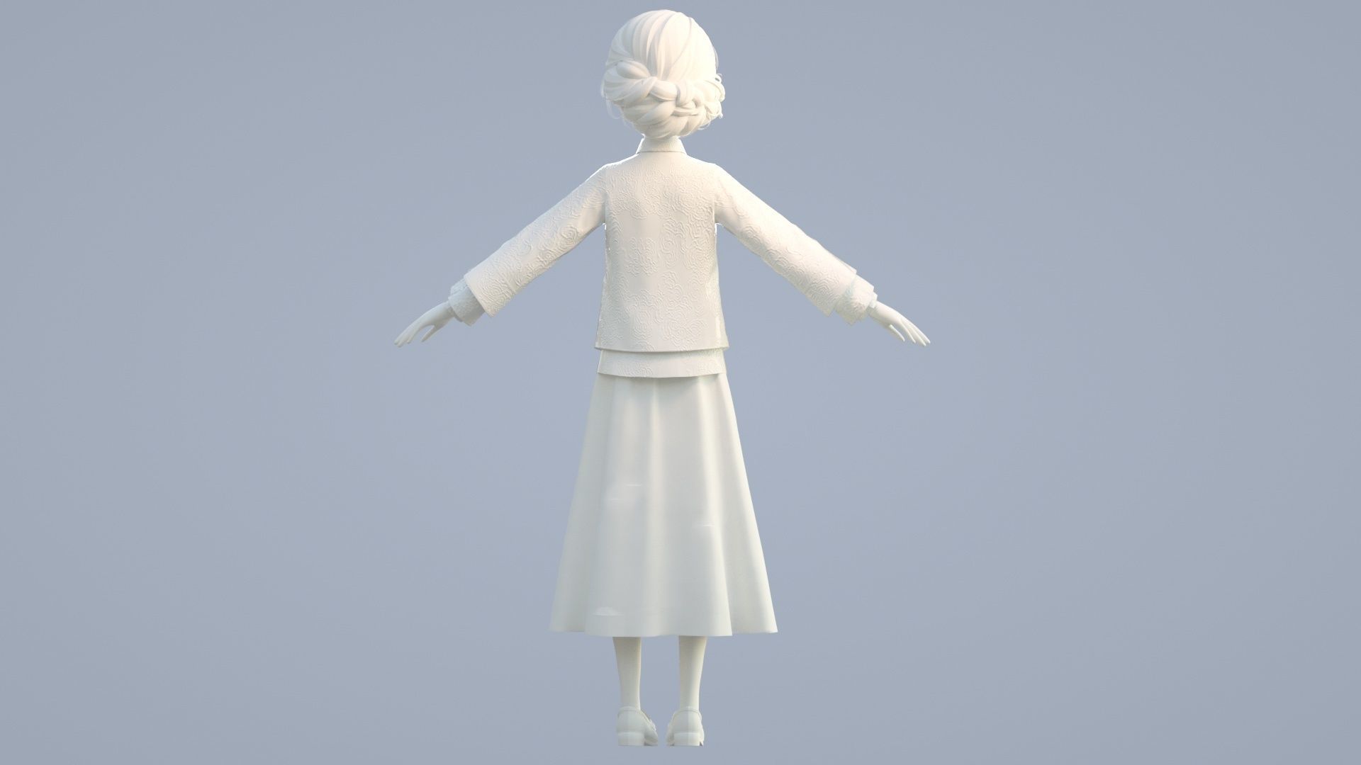 cartoon girl in Tang suit 3D model_12