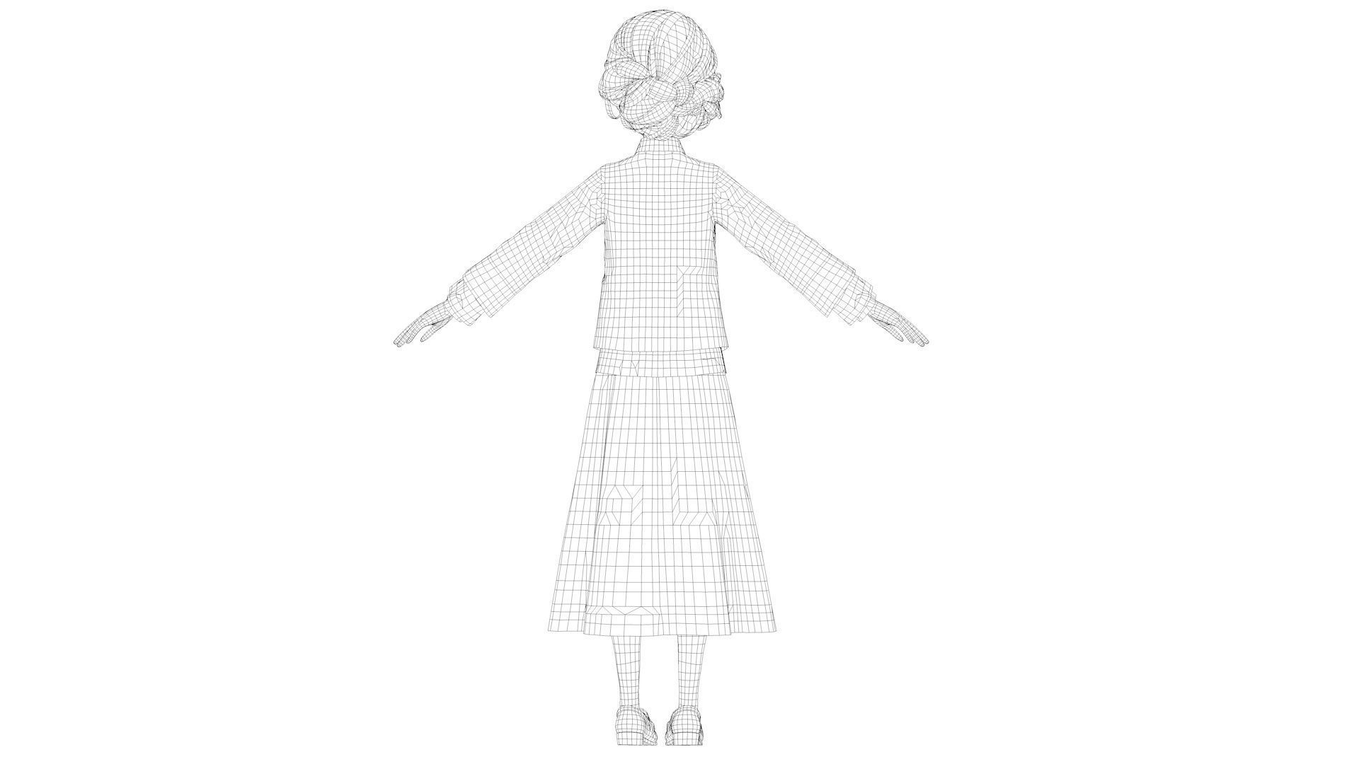 cartoon girl in Tang suit 3D model_15