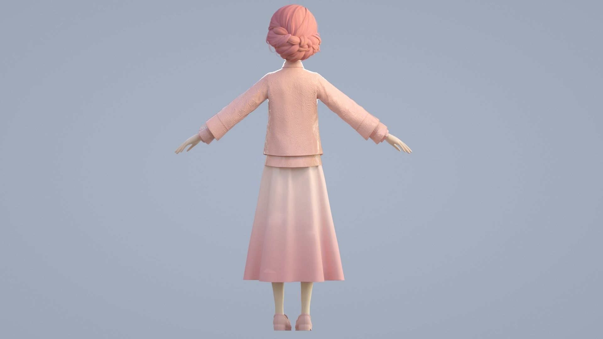 cartoon girl in Tang suit 3D model_9