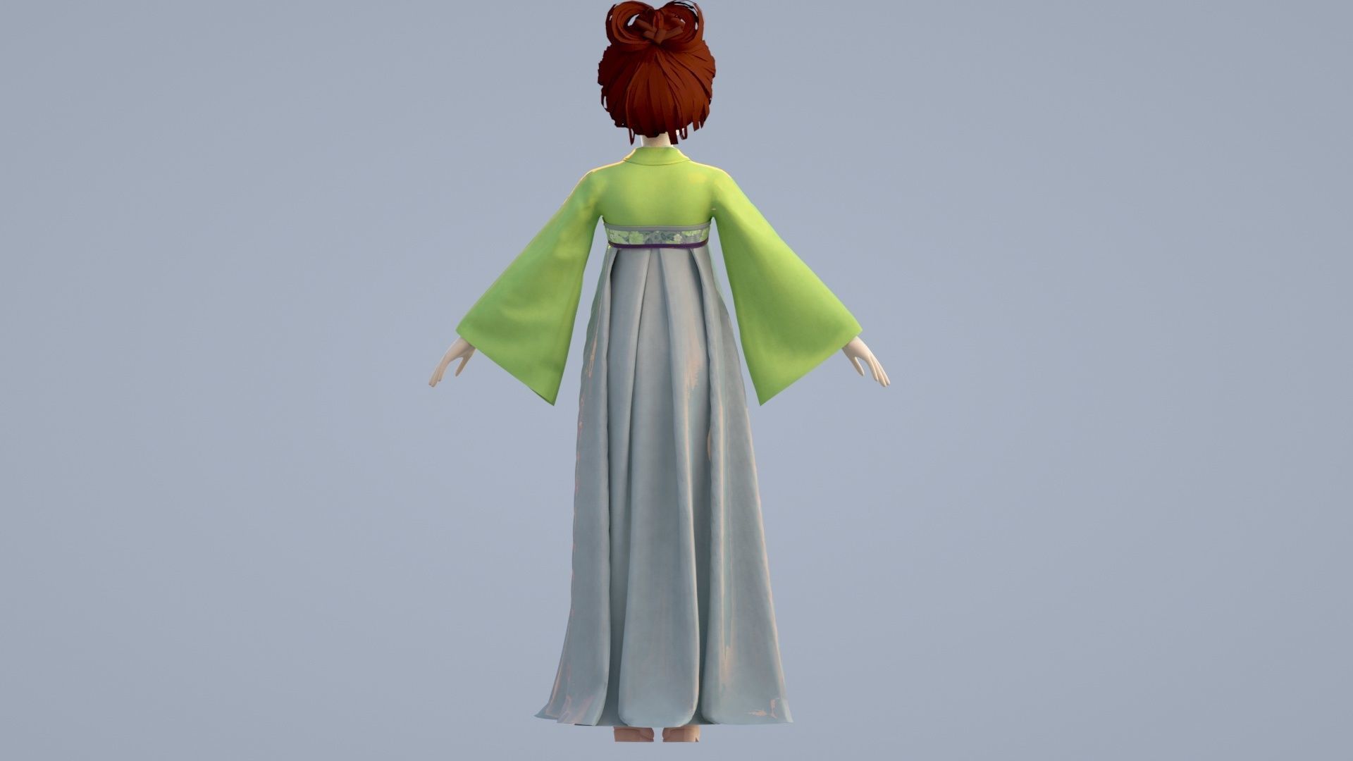 Cartoon girl in Hanfu 3D model_10