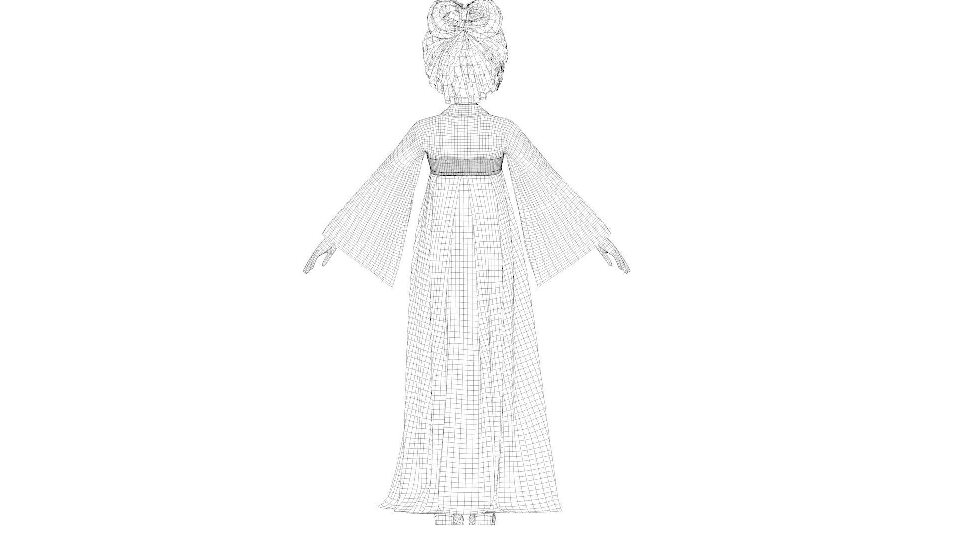 Cartoon girl in Hanfu 3D model_16