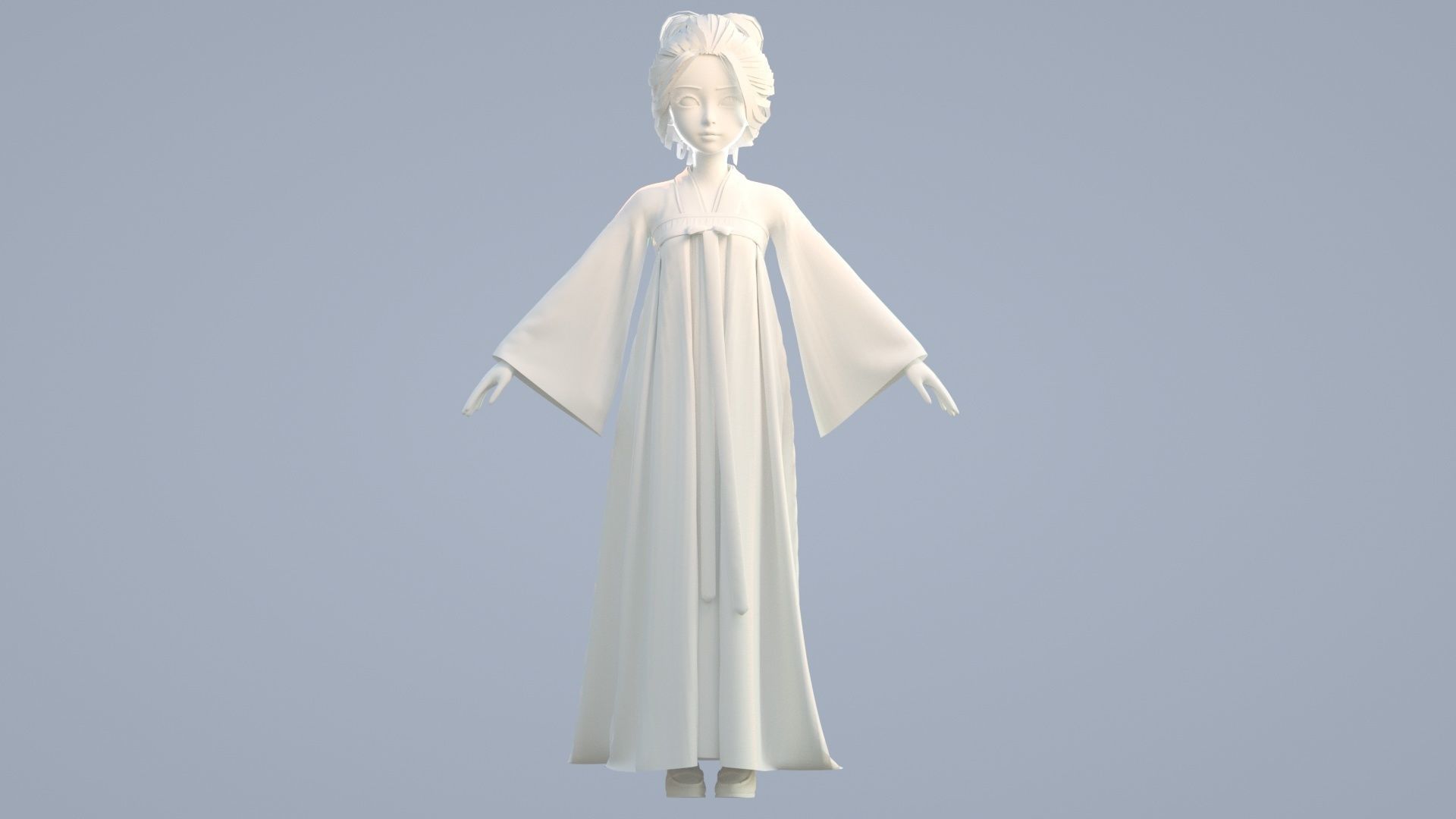 Cartoon girl in Hanfu 3D model_11