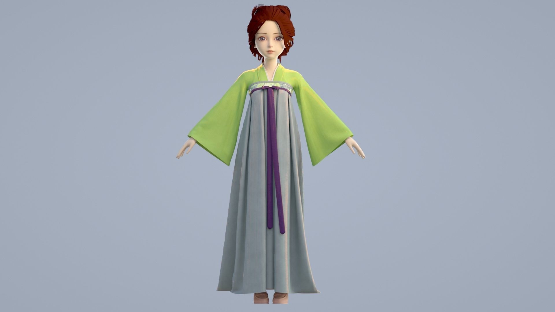 Cartoon girl in Hanfu 3D model_8