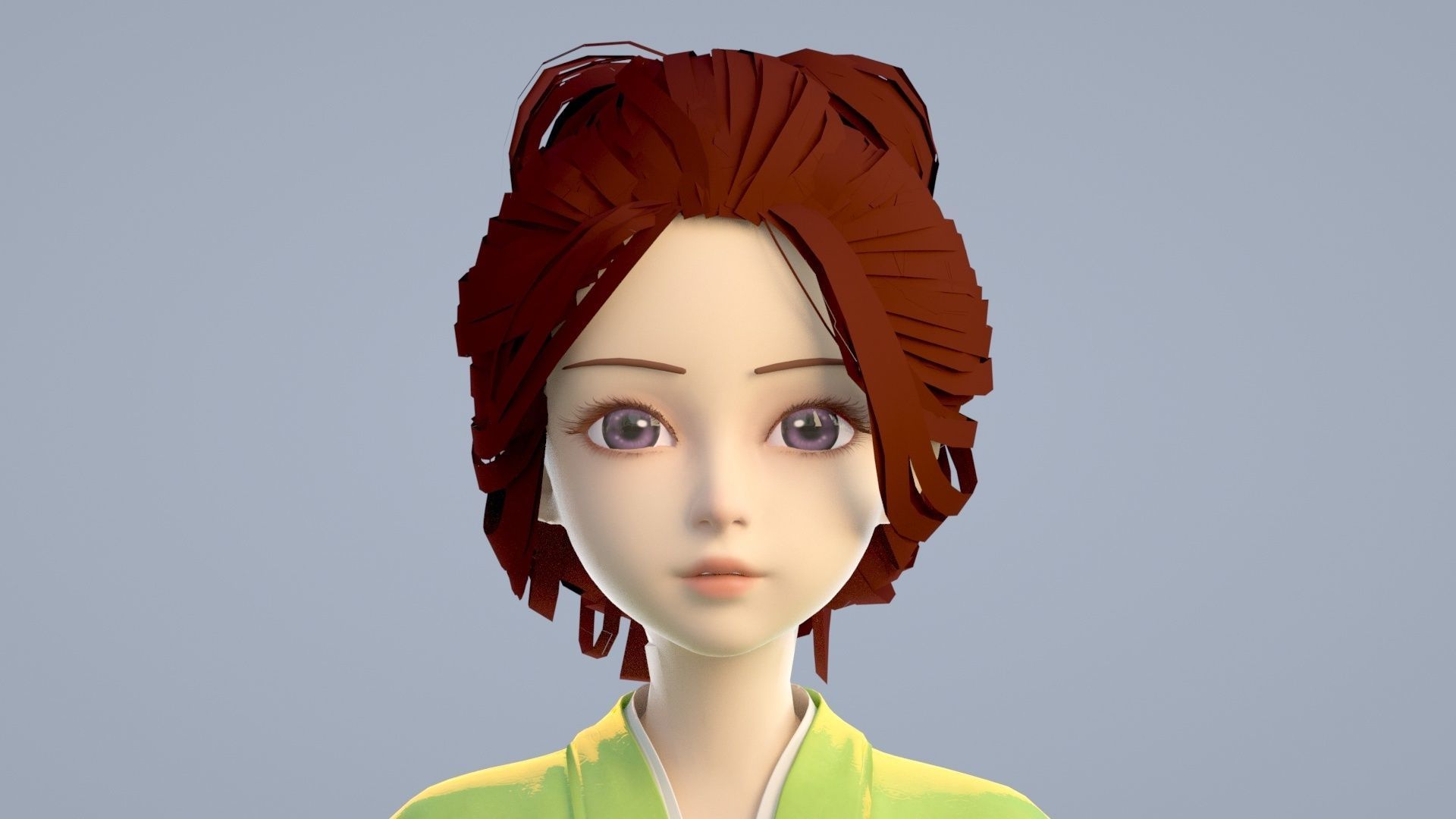 Cartoon girl in Hanfu 3D model_1