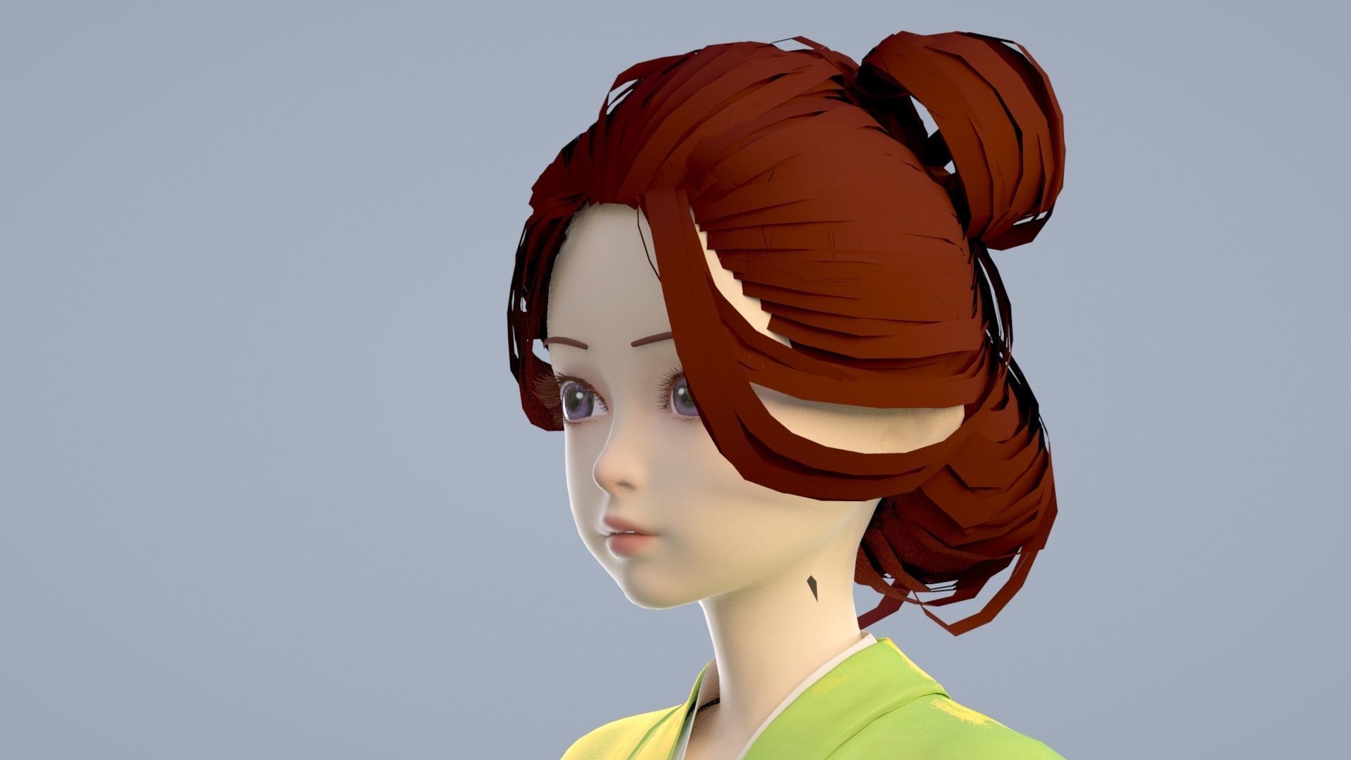 Cartoon girl in Hanfu 3D model_3