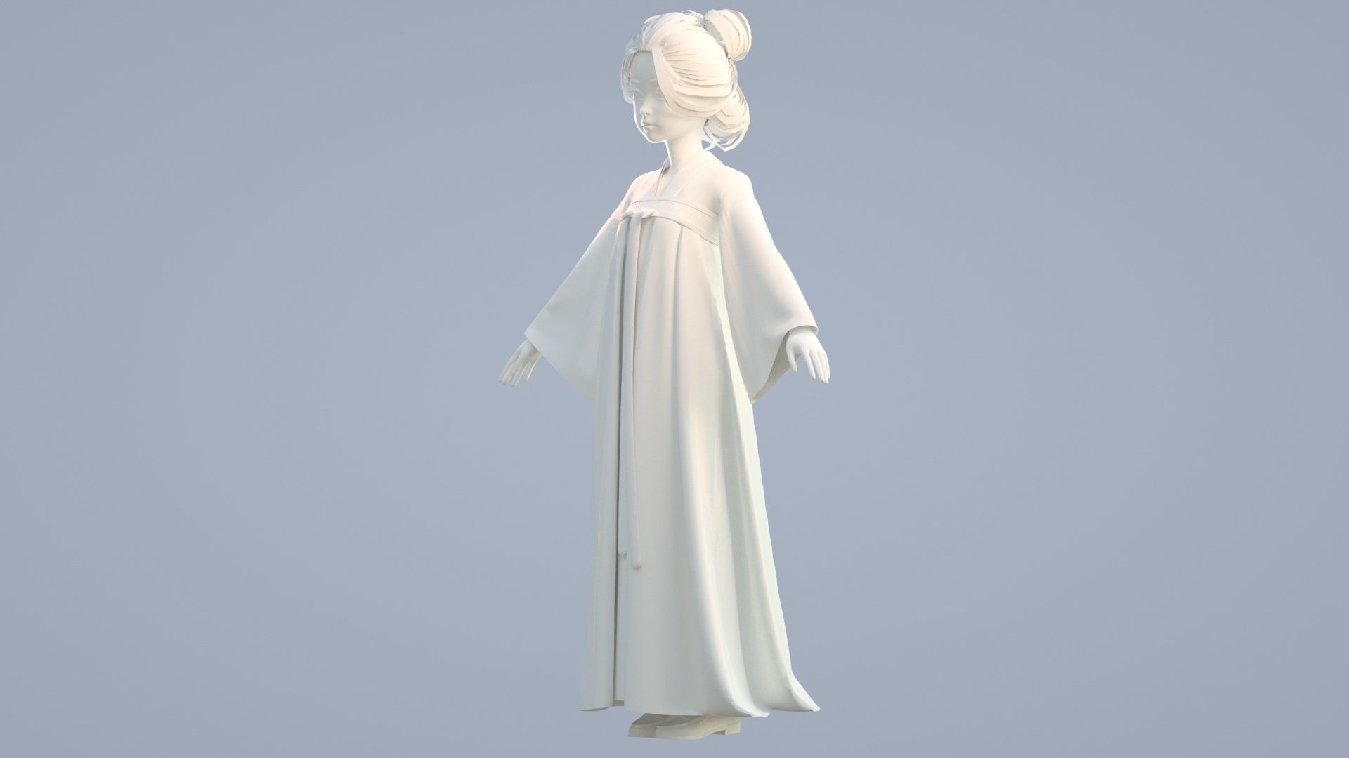 Cartoon girl in Hanfu 3D model_12