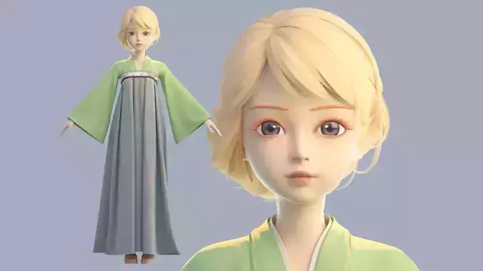 Cartoon girl in Hanfu