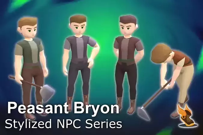 Stylized NPC - Peasant Bryon Low-poly 3D model