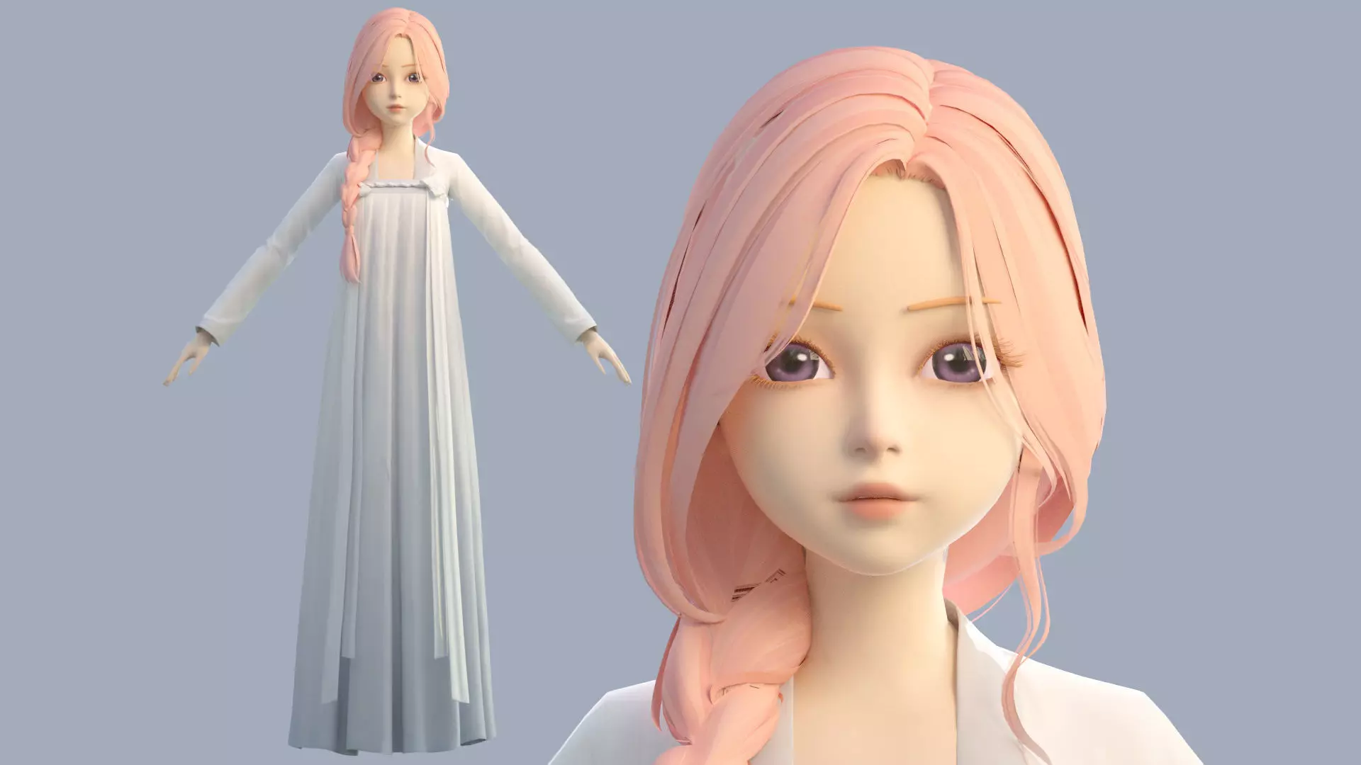 Cartoon girl in Hanfu 3D model