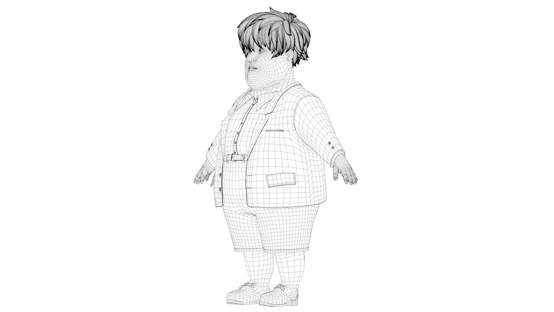 cartoon white collar 3D model_13